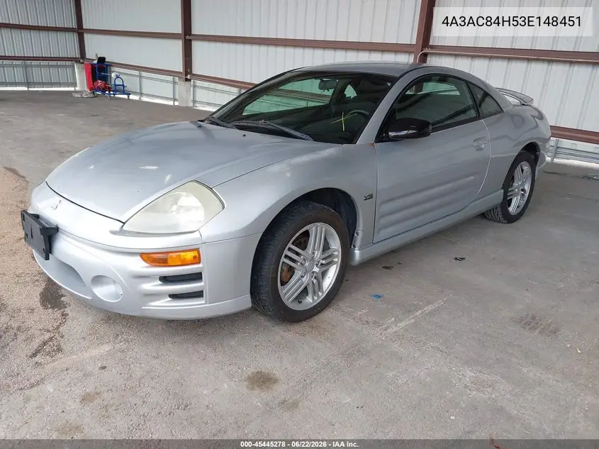 2003 Mitsubishi Eclipse Gt VIN: 4A3AC84H53E148451 Lot: 45445278