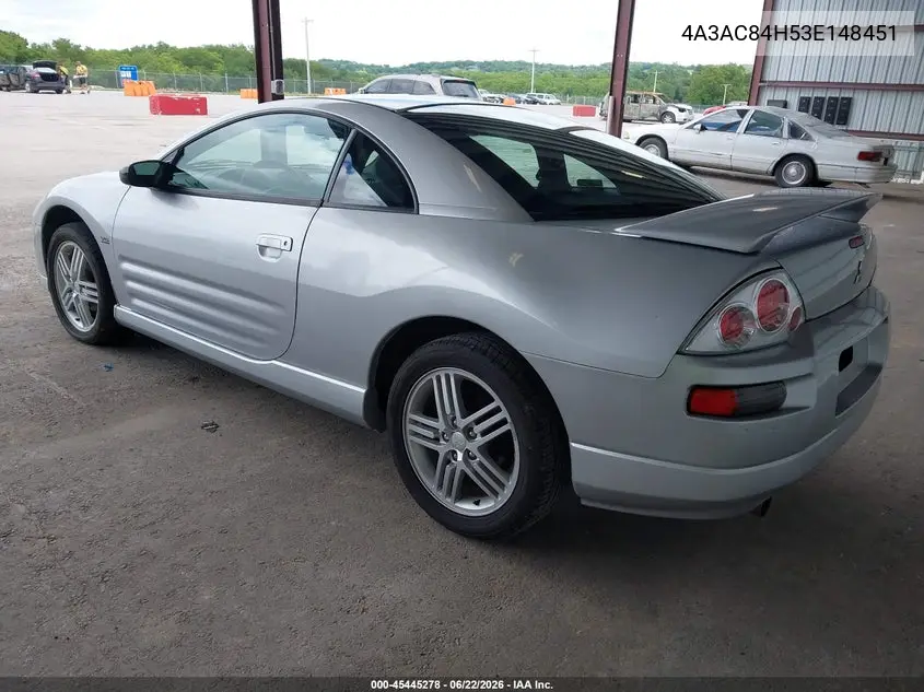 2003 Mitsubishi Eclipse Gt VIN: 4A3AC84H53E148451 Lot: 45445278