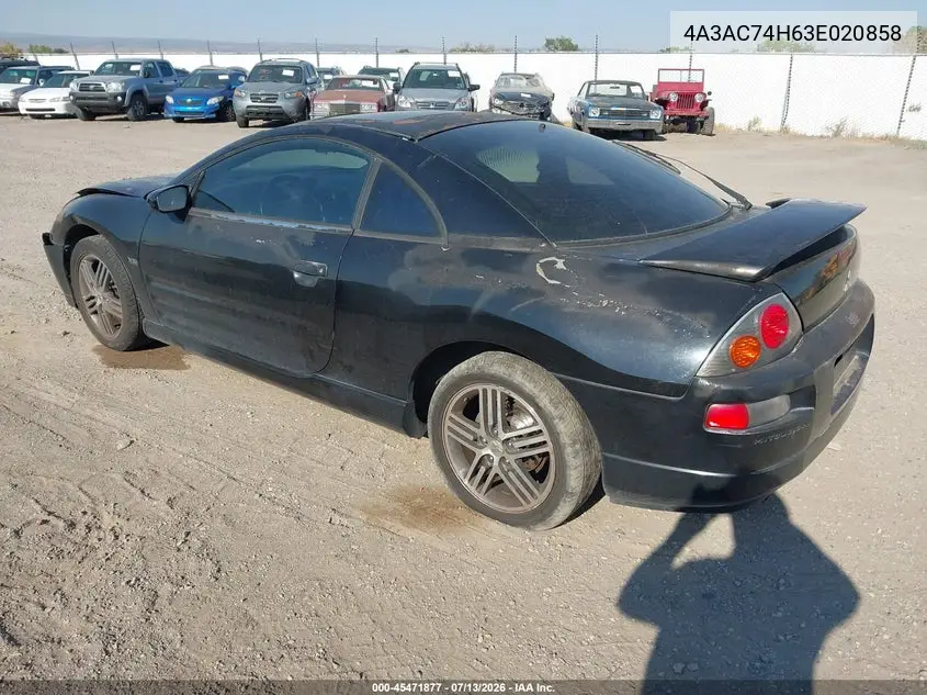 2003 Mitsubishi Eclipse Gts VIN: 4A3AC74H63E020858 Lot: 45471877