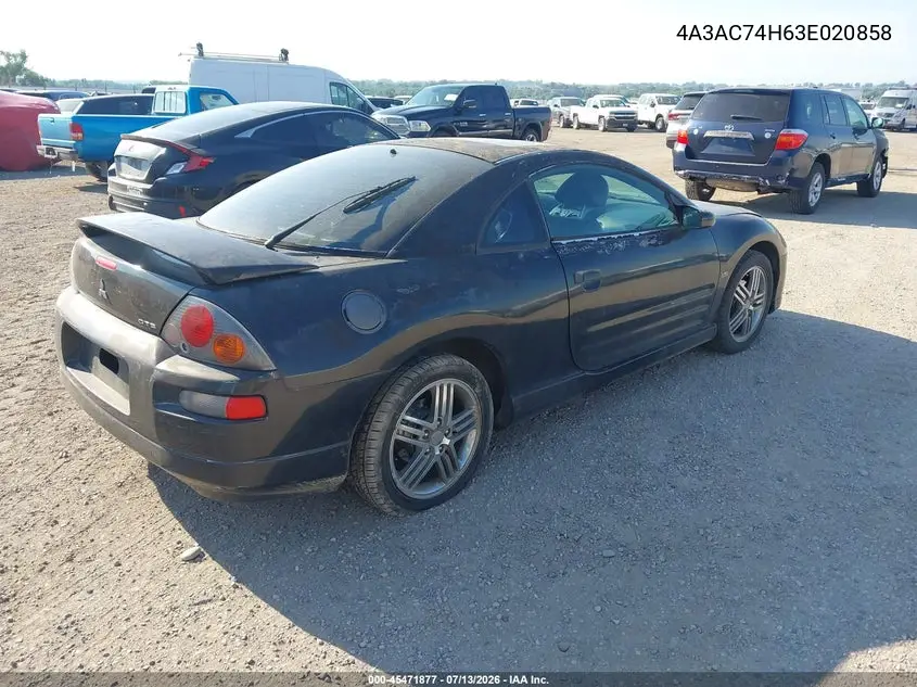 2003 Mitsubishi Eclipse Gts VIN: 4A3AC74H63E020858 Lot: 45471877