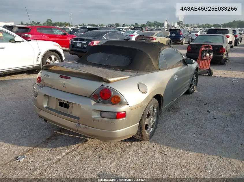 2005 Mitsubishi Eclipse Spyder Gs VIN: 4A3AE45G25E033266 Lot: 45254498
