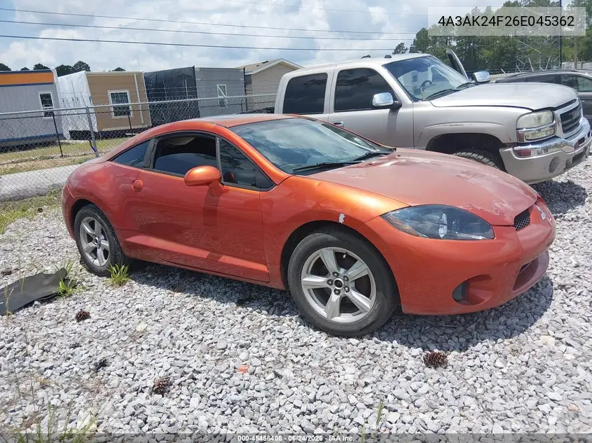 2006 Mitsubishi Eclipse Gs VIN: 4A3AK24F26E045362 Lot: 45456406