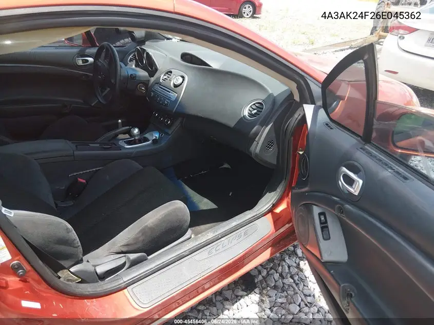2006 Mitsubishi Eclipse Gs VIN: 4A3AK24F26E045362 Lot: 45456406