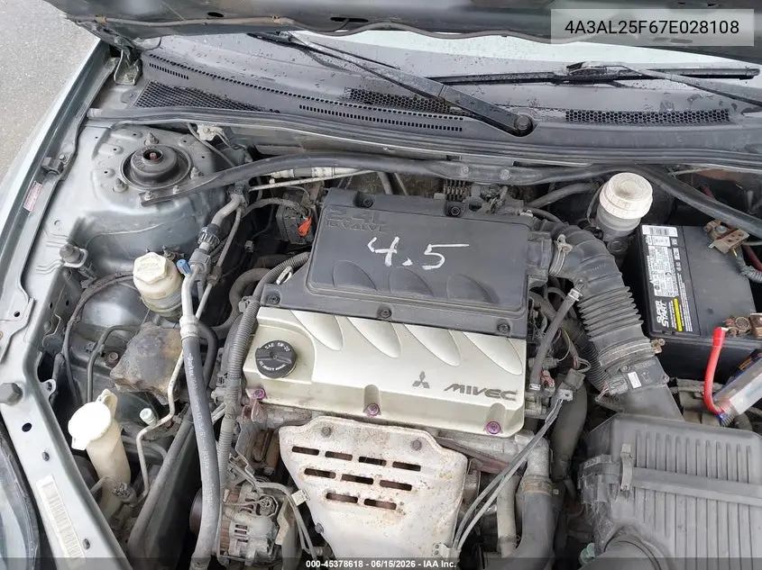 2007 Mitsubishi Eclipse Spyder Gs VIN: 4A3AL25F67E028108 Lot: 45378618