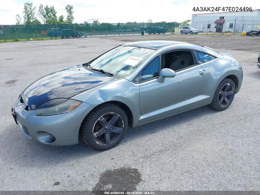 2007 Mitsubishi Eclipse Gs VIN: 4A3AK24F47E024496 Lot: 45384154