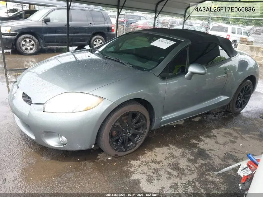 2007 Mitsubishi Eclipse Gs VIN: 4A3AL25F17E060836 Lot: 45686228