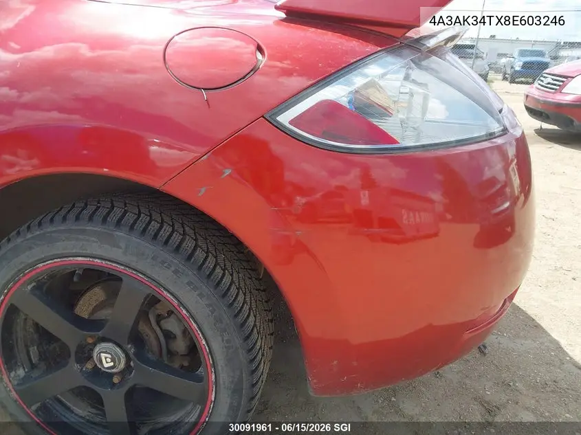 2008 Mitsubishi Eclipse Gt VIN: 4A3AK34TX8E603246 Lot: 30091961