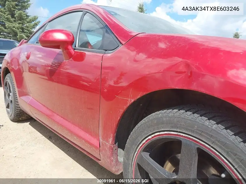 2008 Mitsubishi Eclipse Gt VIN: 4A3AK34TX8E603246 Lot: 30091961