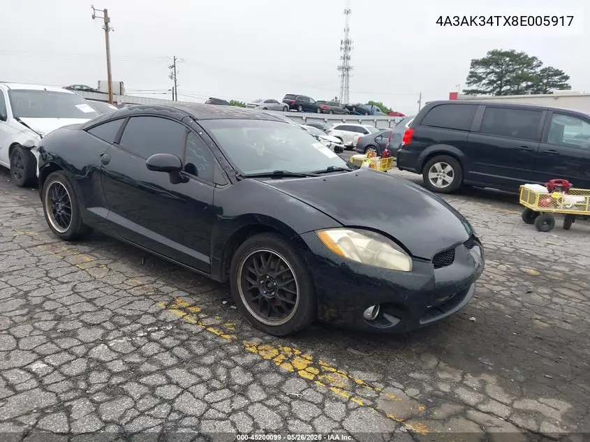 2008 Mitsubishi Eclipse Gt VIN: 4A3AK34TX8E005917 Lot: 45200099