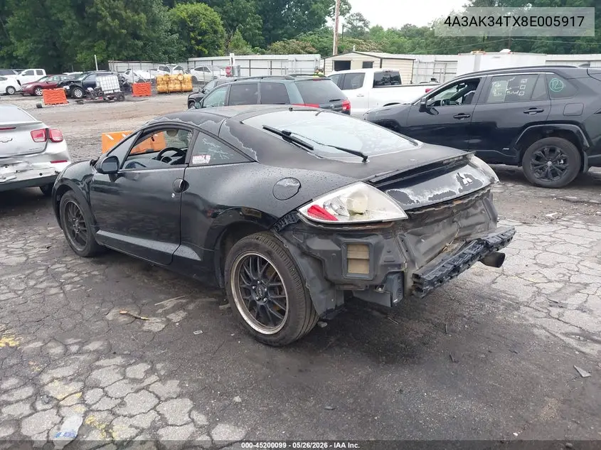 2008 Mitsubishi Eclipse Gt VIN: 4A3AK34TX8E005917 Lot: 45200099