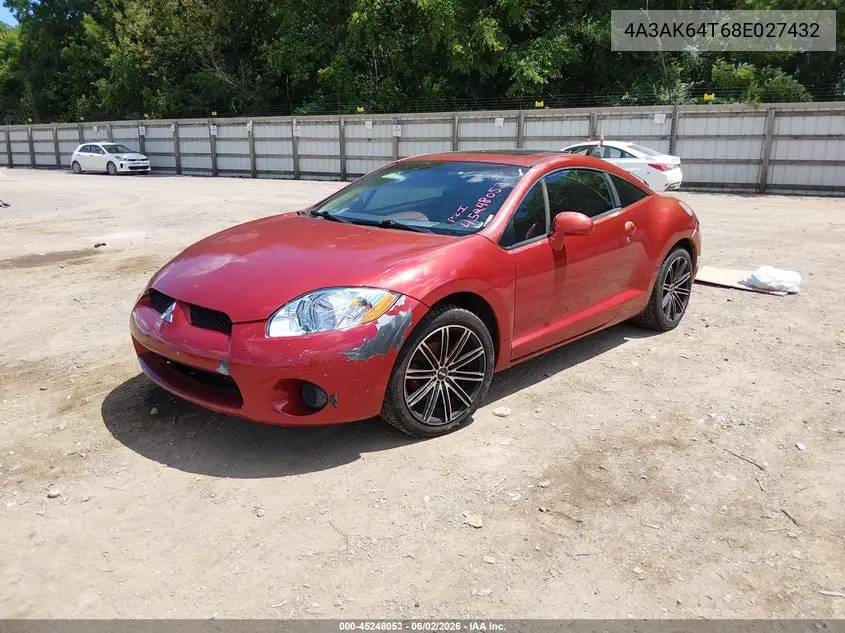 2008 Mitsubishi Eclipse Se V6 VIN: 4A3AK64T68E027432 Lot: 45248053