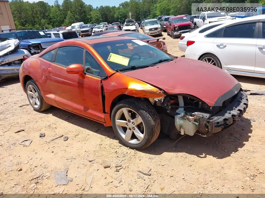 2008 Mitsubishi Eclipse Gs VIN: 4A3AK24F08E035996 Lot: 45408895