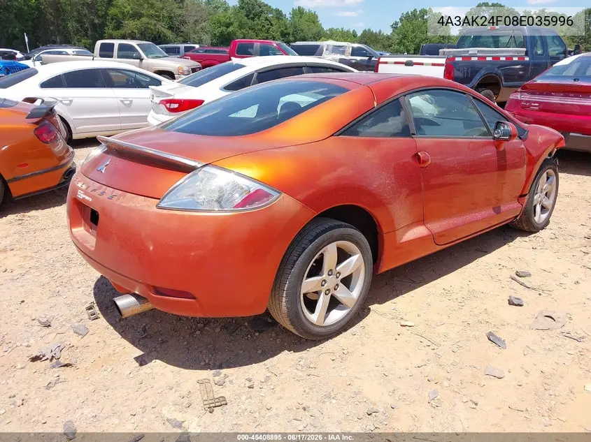 2008 Mitsubishi Eclipse Gs VIN: 4A3AK24F08E035996 Lot: 45408895