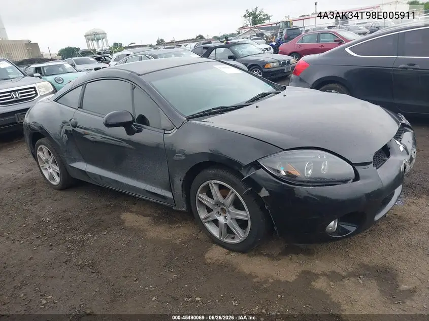 2008 Mitsubishi Eclipse Gt VIN: 4A3AK34T98E005911 Lot: 45490069
