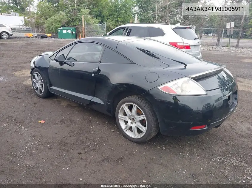 2008 Mitsubishi Eclipse Gt VIN: 4A3AK34T98E005911 Lot: 45490069