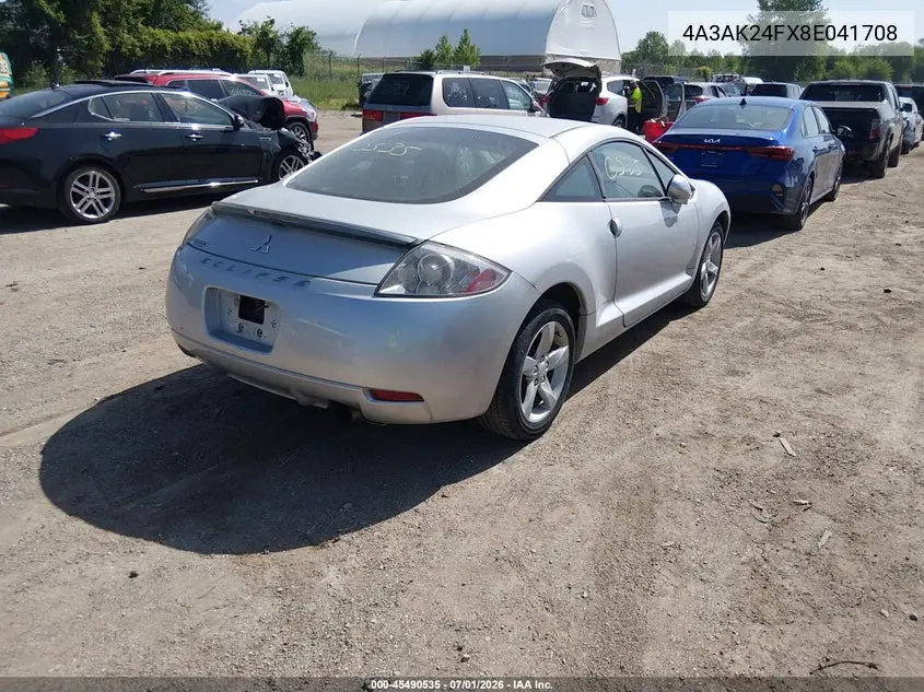 2008 Mitsubishi Eclipse Gs VIN: 4A3AK24FX8E041708 Lot: 45490535