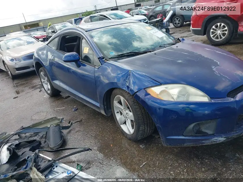 2009 Mitsubishi Eclipse Gs VIN: 4A3AK24F89E012922 Lot: 45266205