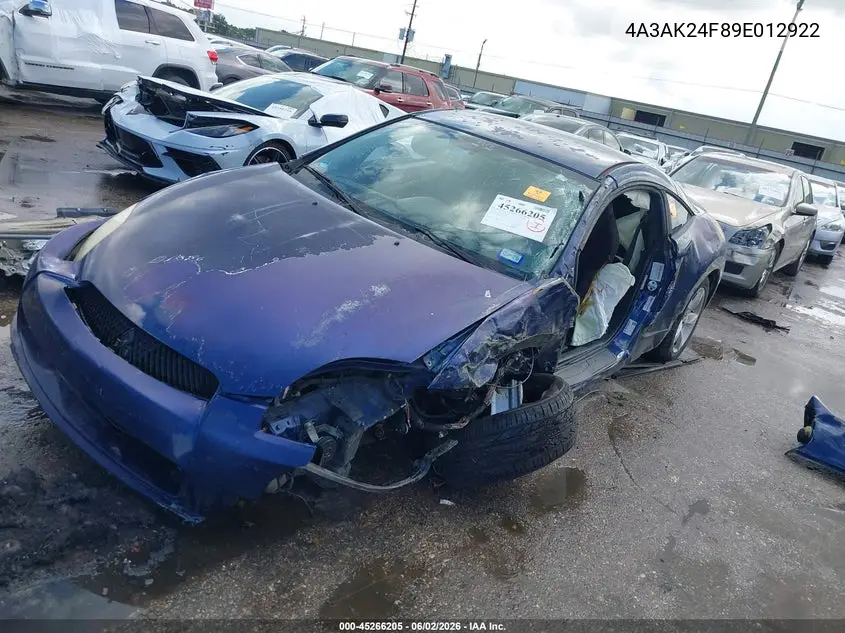 2009 Mitsubishi Eclipse Gs VIN: 4A3AK24F89E012922 Lot: 45266205