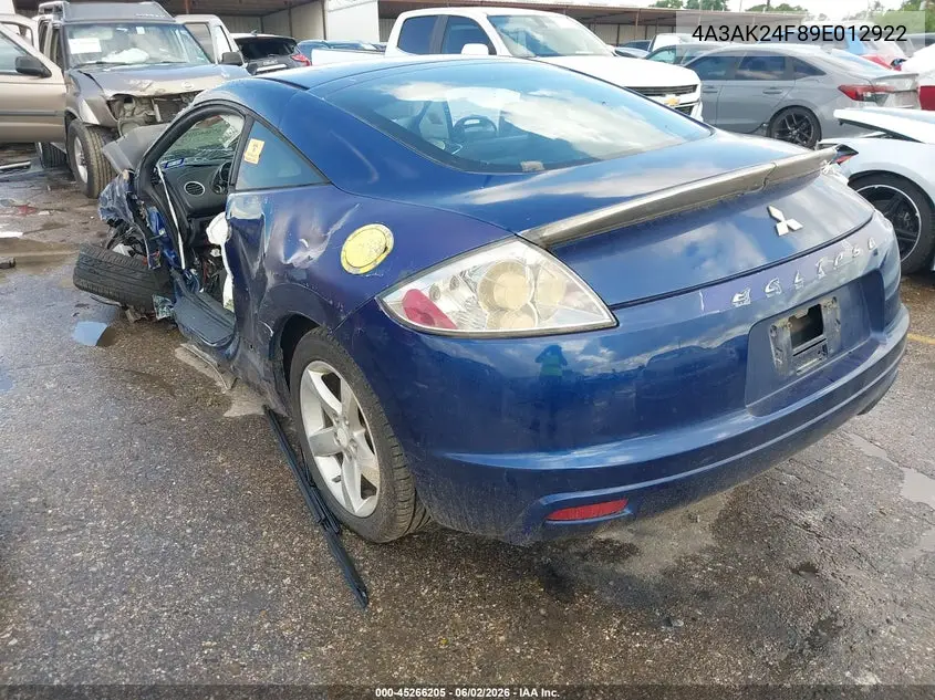 2009 Mitsubishi Eclipse Gs VIN: 4A3AK24F89E012922 Lot: 45266205
