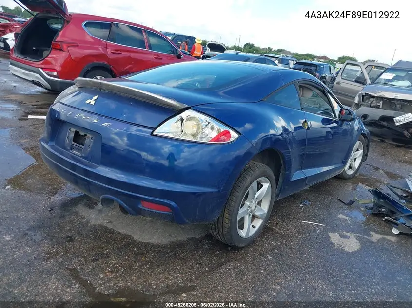 2009 Mitsubishi Eclipse Gs VIN: 4A3AK24F89E012922 Lot: 45266205