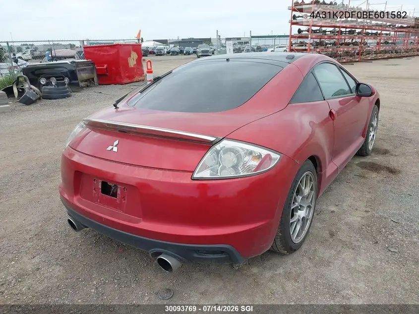 2011 Mitsubishi Eclipse Gs VIN: 4A31K2DF0BE601582 Lot: 30093769