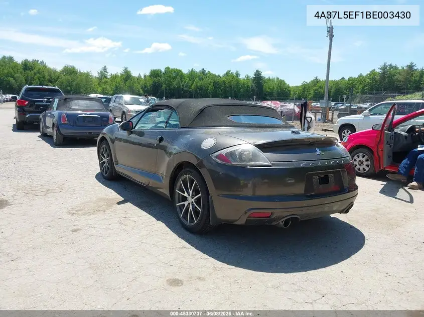 2011 Mitsubishi Eclipse Spyder Gs Sport VIN: 4A37L5EF1BE003430 Lot: 45330737