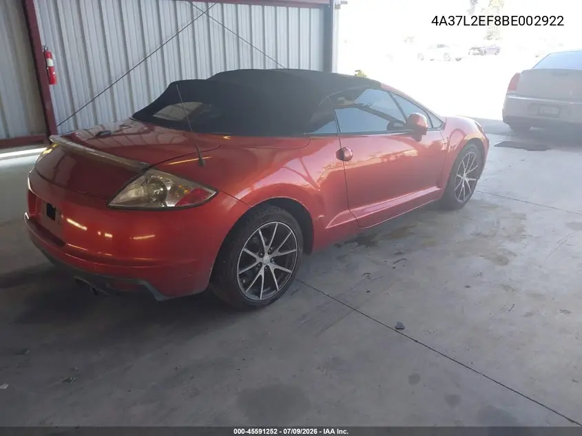 2011 Mitsubishi Eclipse Gs Sport VIN: 4A37L2EF8BE002922 Lot: 45591252