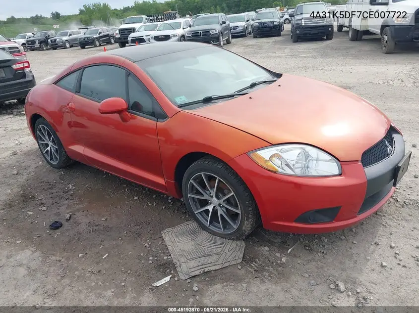 2012 Mitsubishi Eclipse Gs/Gs Sport/Se VIN: 4A31K5DF7CE007722 Lot: 45192870