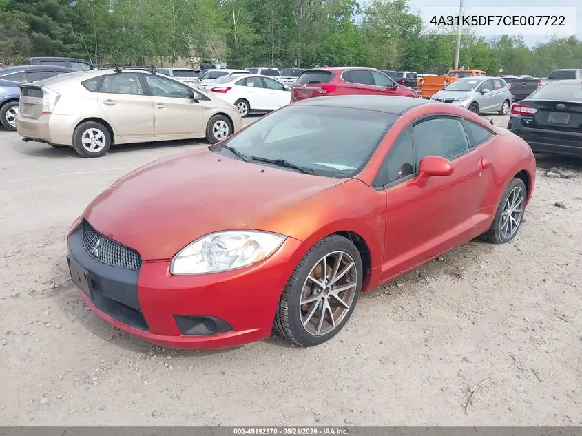 2012 Mitsubishi Eclipse Gs/Gs Sport/Se VIN: 4A31K5DF7CE007722 Lot: 45192870