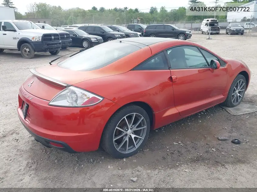2012 Mitsubishi Eclipse Gs/Gs Sport/Se VIN: 4A31K5DF7CE007722 Lot: 45192870