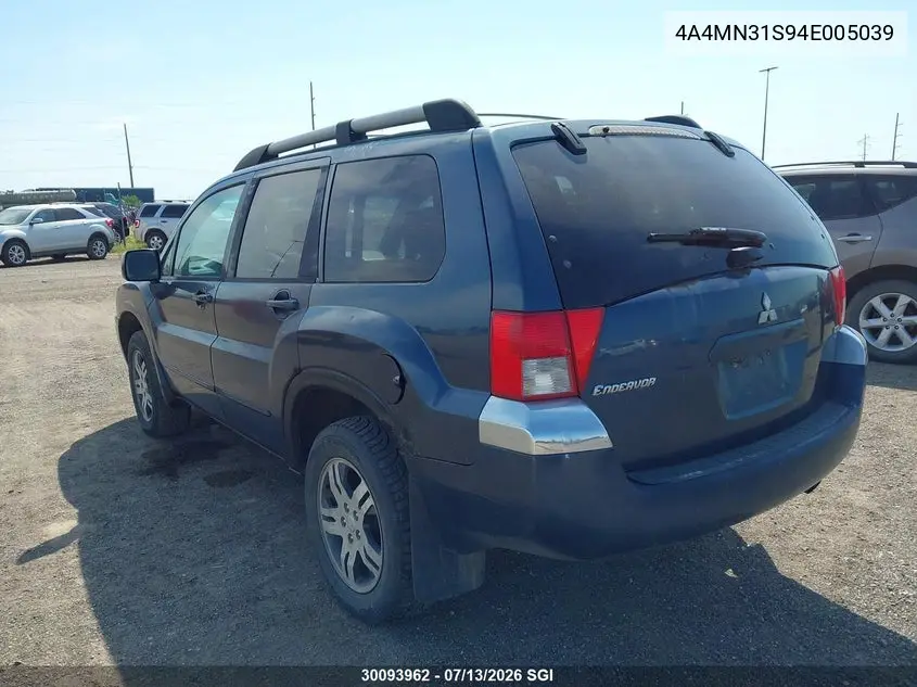 2004 Mitsubishi Endeavor Xls VIN: 4A4MN31S94E005039 Lot: 30093962