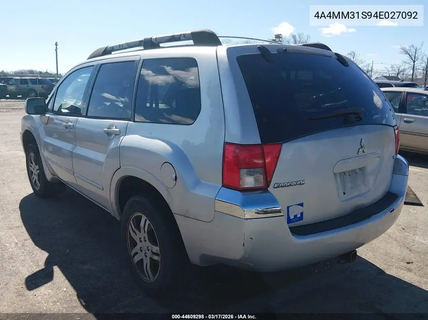 2004 Mitsubishi Endeavor Xls VIN: 4A4MM31S94E027092 Lot: 44609298