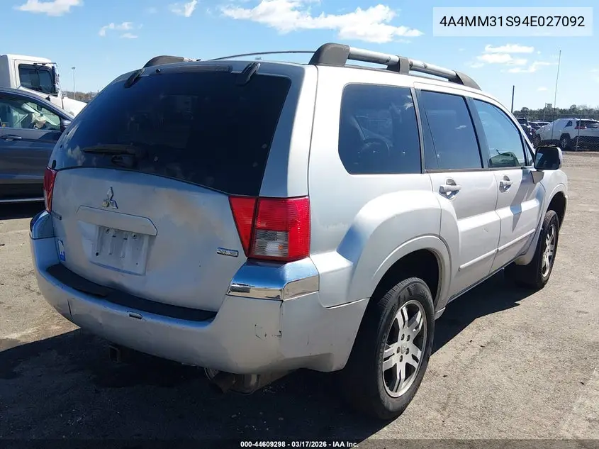 2004 Mitsubishi Endeavor Xls VIN: 4A4MM31S94E027092 Lot: 44609298