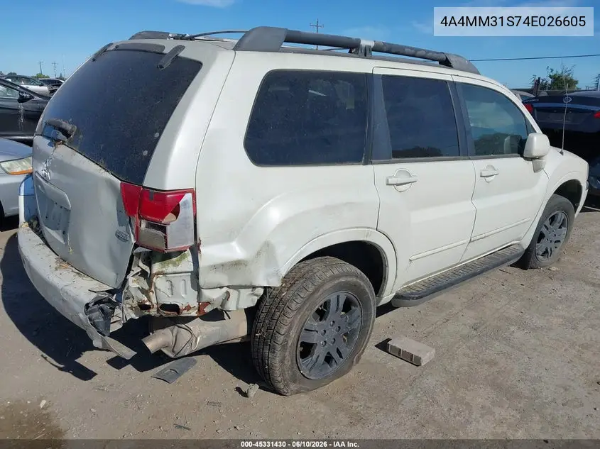 2004 Mitsubishi Endeavor Xls VIN: 4A4MM31S74E026605 Lot: 45331430