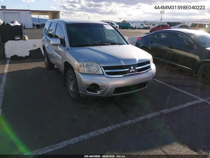 2008 Mitsubishi Endeavor Se VIN: 4A4MM31S98E040222 Lot: 45478680