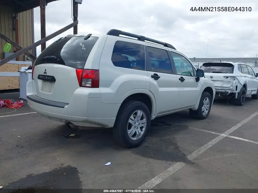 2008 Mitsubishi Endeavor Ls VIN: 4A4MN21S58E044310 Lot: 45647097