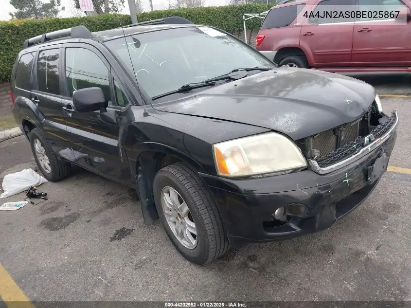 2011 Mitsubishi Endeavor VIN: 4A4JN2AS0BE025867 Lot: 44202952