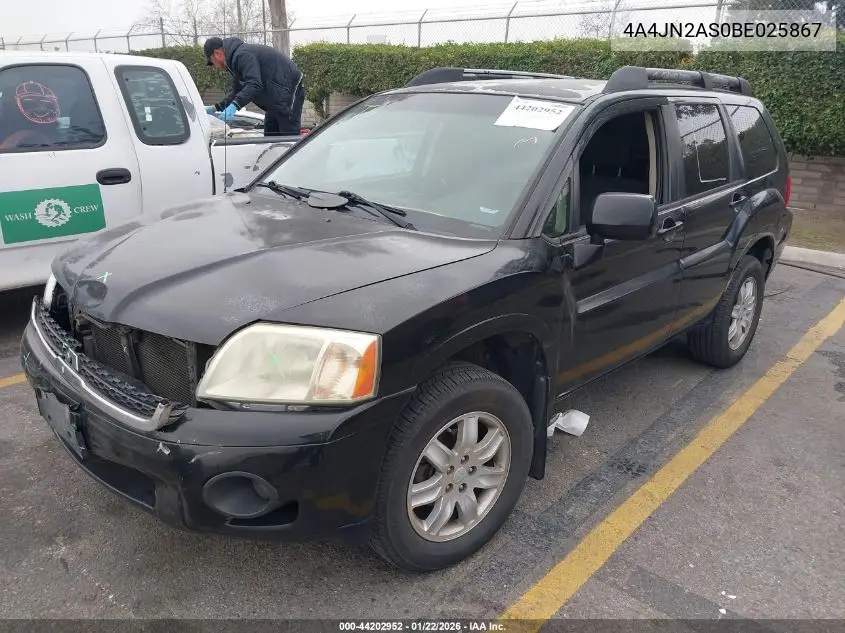 2011 Mitsubishi Endeavor VIN: 4A4JN2AS0BE025867 Lot: 44202952