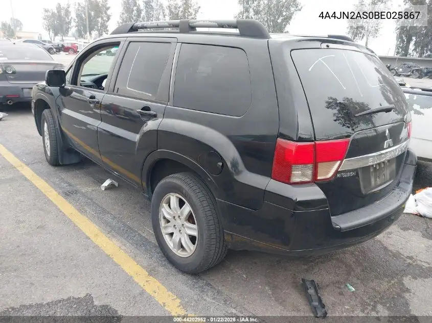 2011 Mitsubishi Endeavor VIN: 4A4JN2AS0BE025867 Lot: 44202952