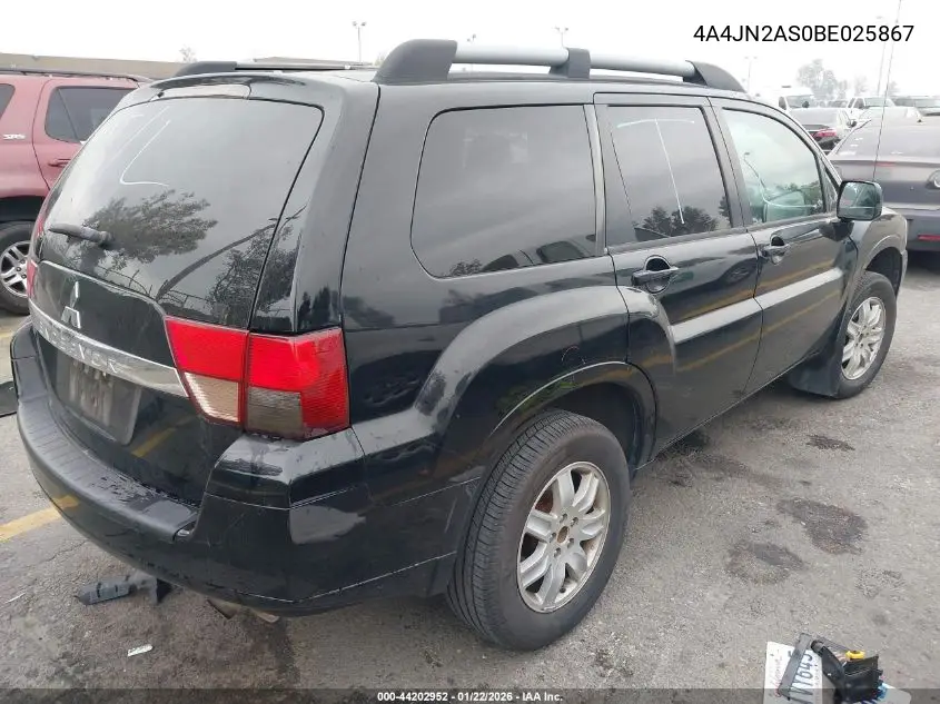 2011 Mitsubishi Endeavor VIN: 4A4JN2AS0BE025867 Lot: 44202952