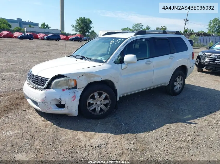 2011 Mitsubishi Endeavor VIN: 4A4JN2AS4BE036032 Lot: 45398294
