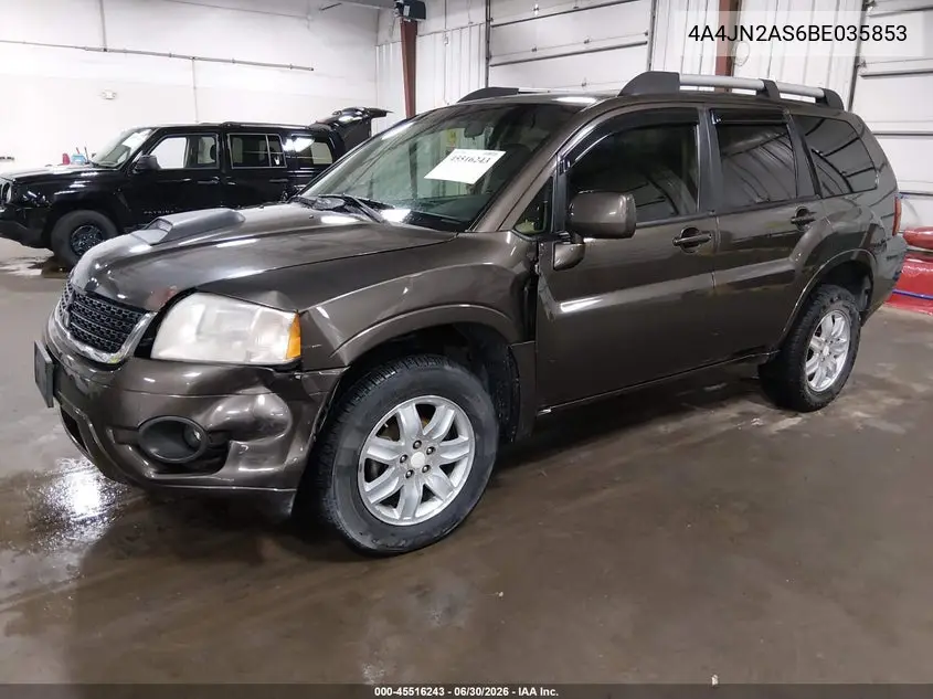 2011 Mitsubishi Endeavor VIN: 4A4JN2AS6BE035853 Lot: 45516243