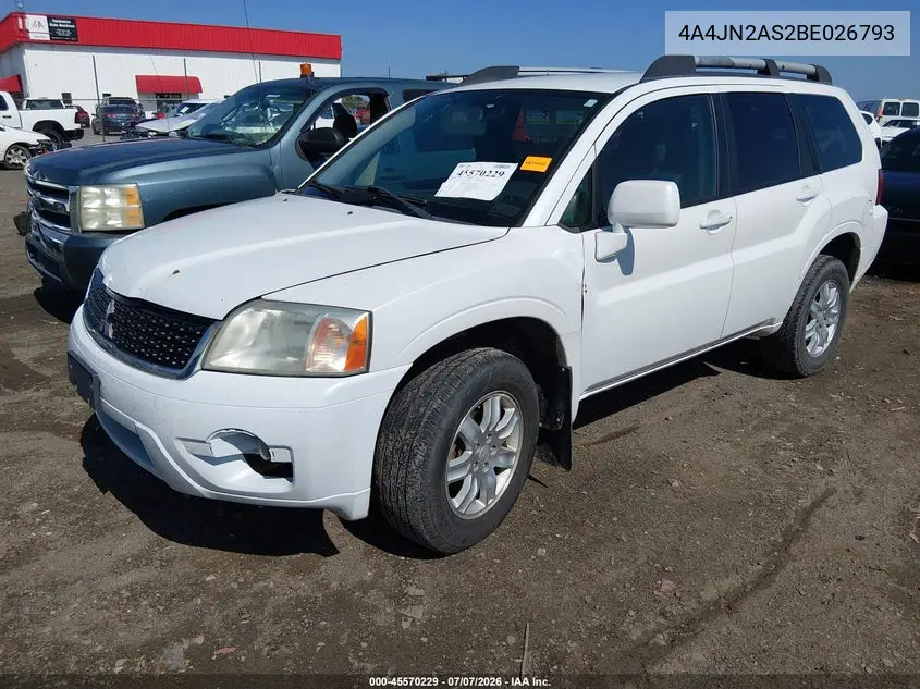 2011 Mitsubishi Endeavor VIN: 4A4JN2AS2BE026793 Lot: 45570229