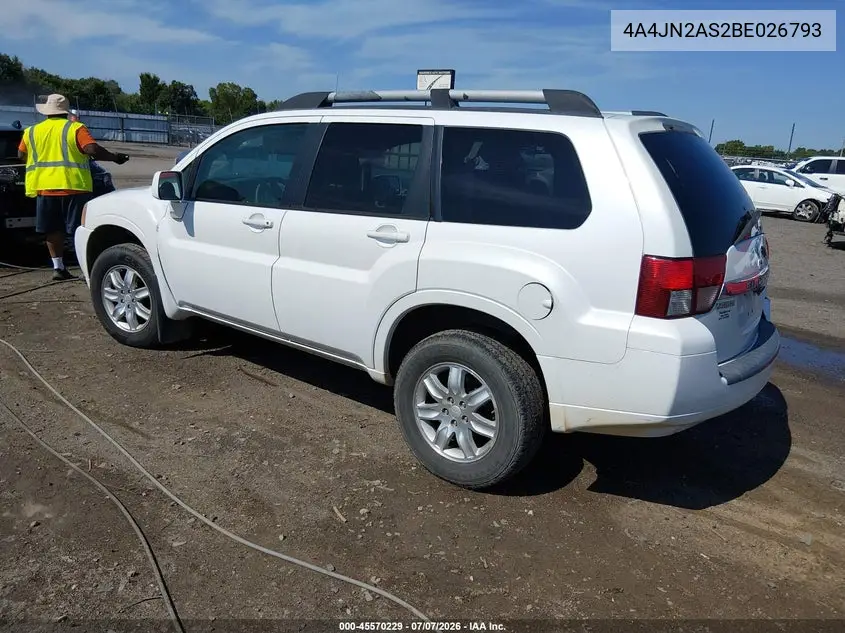 2011 Mitsubishi Endeavor VIN: 4A4JN2AS2BE026793 Lot: 45570229