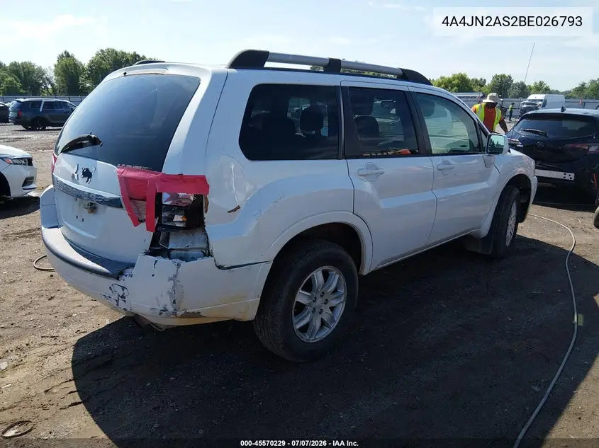 2011 Mitsubishi Endeavor VIN: 4A4JN2AS2BE026793 Lot: 45570229