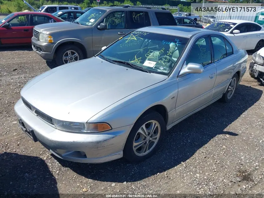 2000 Mitsubishi Galant Ls V6 VIN: 4A3AA56L6YE171573 Lot: 45403131