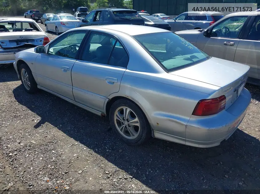 2000 Mitsubishi Galant Ls V6 VIN: 4A3AA56L6YE171573 Lot: 45403131