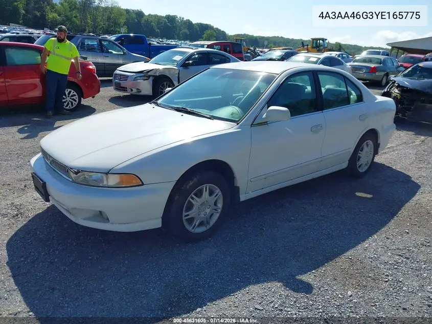2000 Mitsubishi Galant Es VIN: 4A3AA46G3YE165775 Lot: 45631605