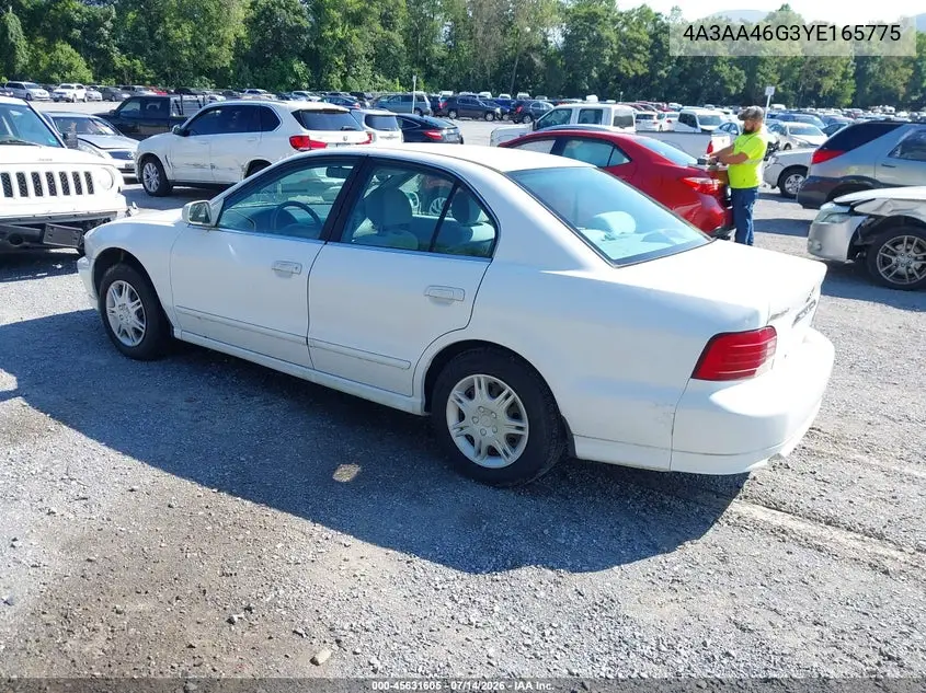 2000 Mitsubishi Galant Es VIN: 4A3AA46G3YE165775 Lot: 45631605
