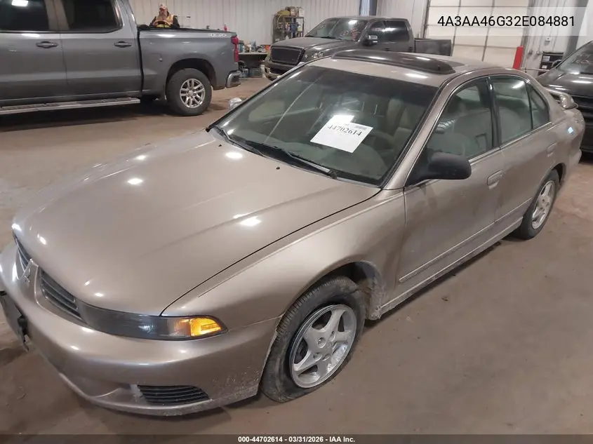 2002 Mitsubishi Galant Es/Ls VIN: 4A3AA46G32E084881 Lot: 44702614